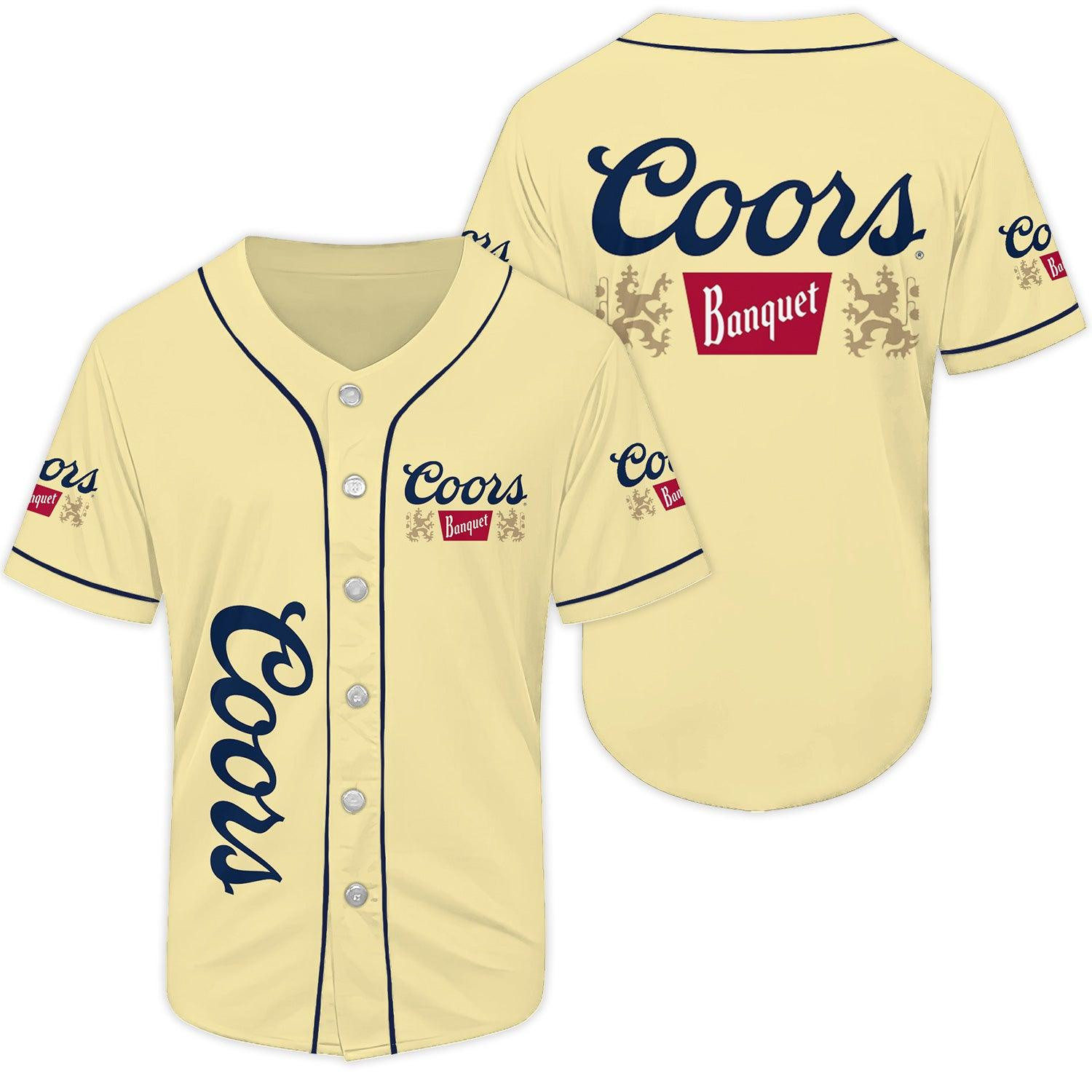 Beige Coors Banquet Beer Baseball Jersey, Beer Lover Gift, Beige Coors Banquet Jersey For Men Women