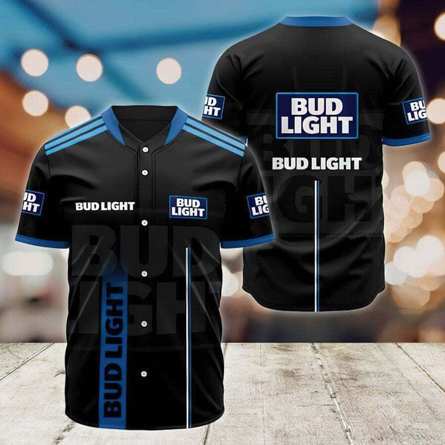 Black Bud Light Baseball Jersey Beer Lover Birthday Gift