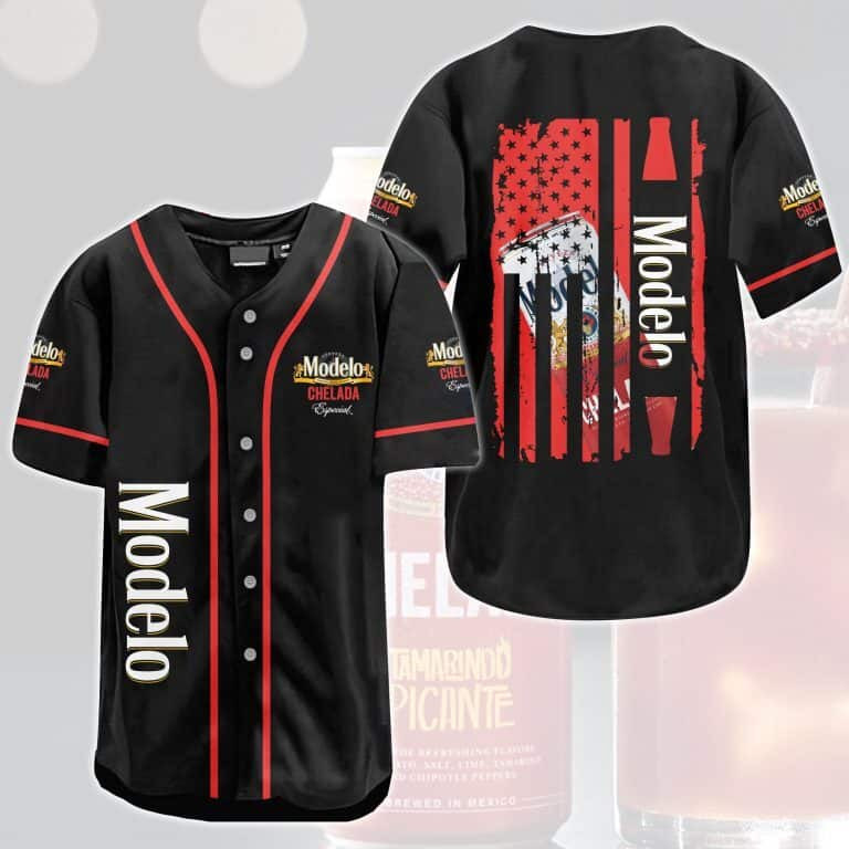 Black Modelo + US Flag Baseball Jersey Men/Women Beer Fan Gift