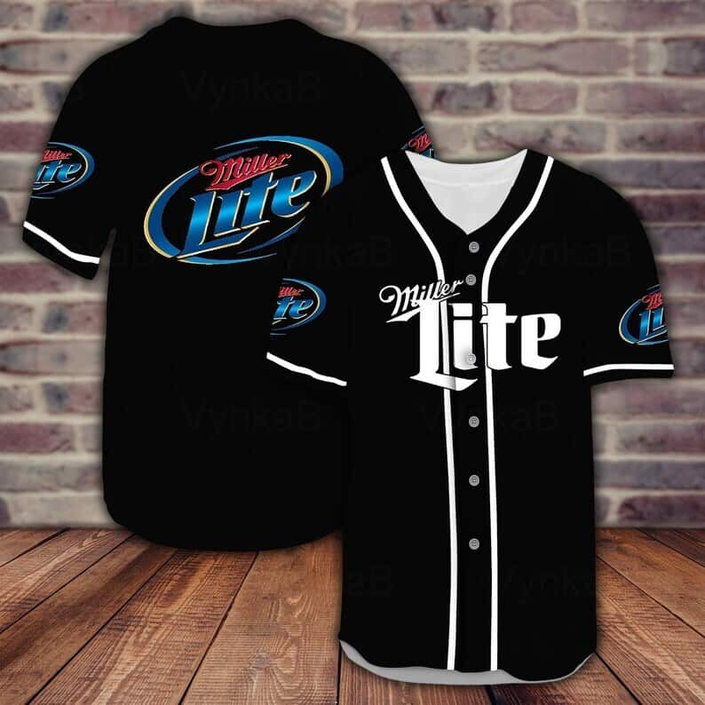 Black Miller Lite Baseball Jersey Beer Lover Gift for Men/Women