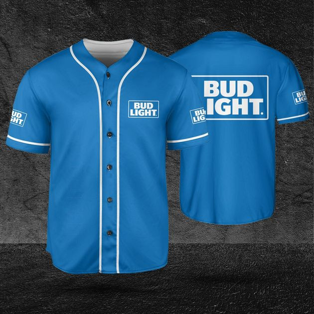 Blue Bud Light Themed Baseball Jersey Beer Lover Gift, Bud Light Baseball Jersey