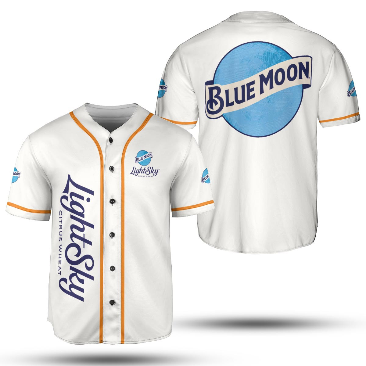 Blue Moon Light Sky Wheat Beer White Baseball Jersey, Gift For Him, Beer Lovers Jersey
