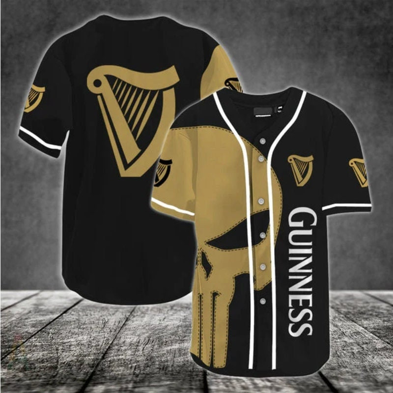 Brown Skull Guinness Love Beer Baseball Jersey, Beer Lover Gift, Beer Jersey For Men Women