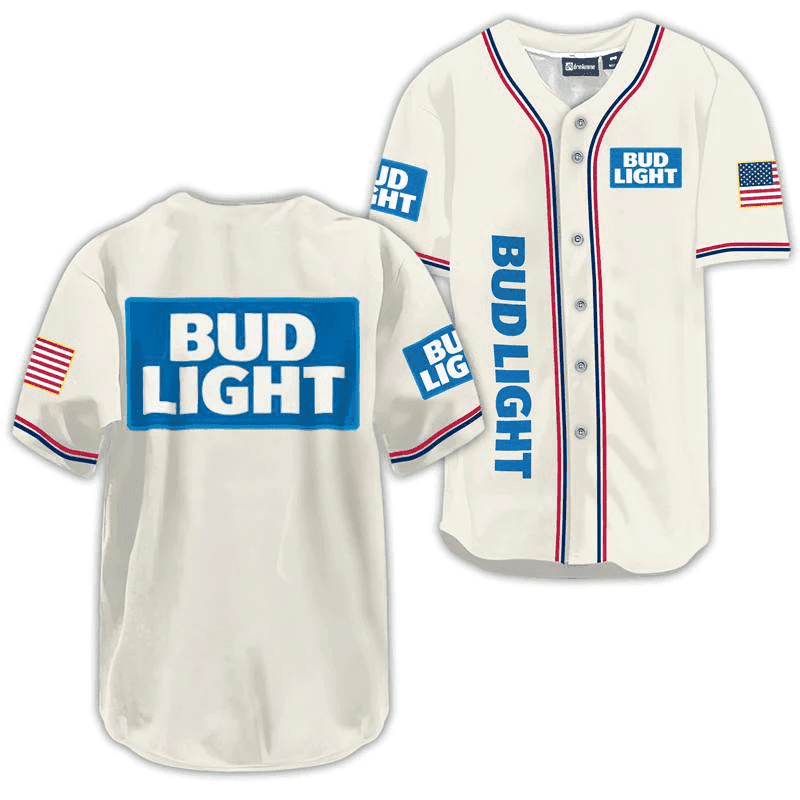 Bud Light Usa Flag Baseball Jersey, Beer Lover Gift, Beer Jersey For Men Women