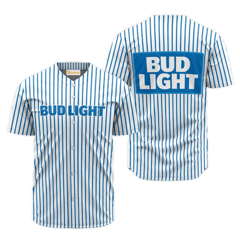 Bud Light Blue/White Stripes Baseball Jersey Drinker Gift