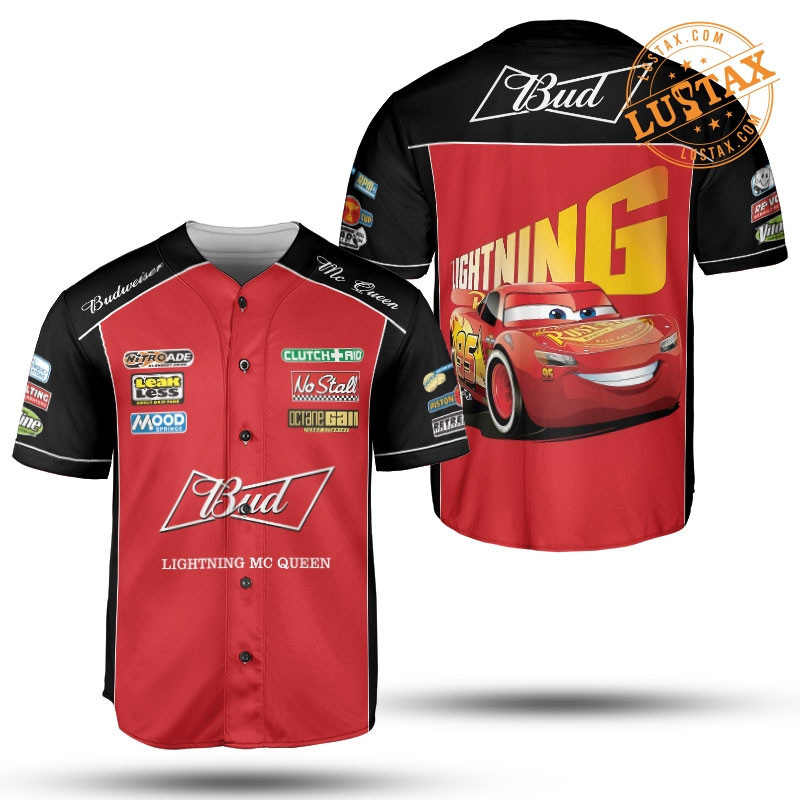 Budweiser vs McQueen Lightning Cars Mashup Baseball Jersey