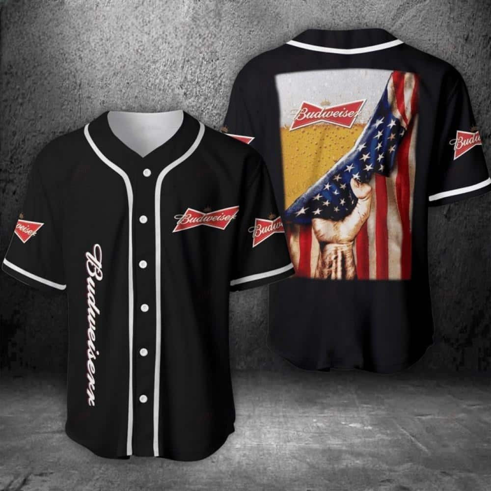 Budweiser American Flag 4th of July Baseball Jersey Birthday Gift
