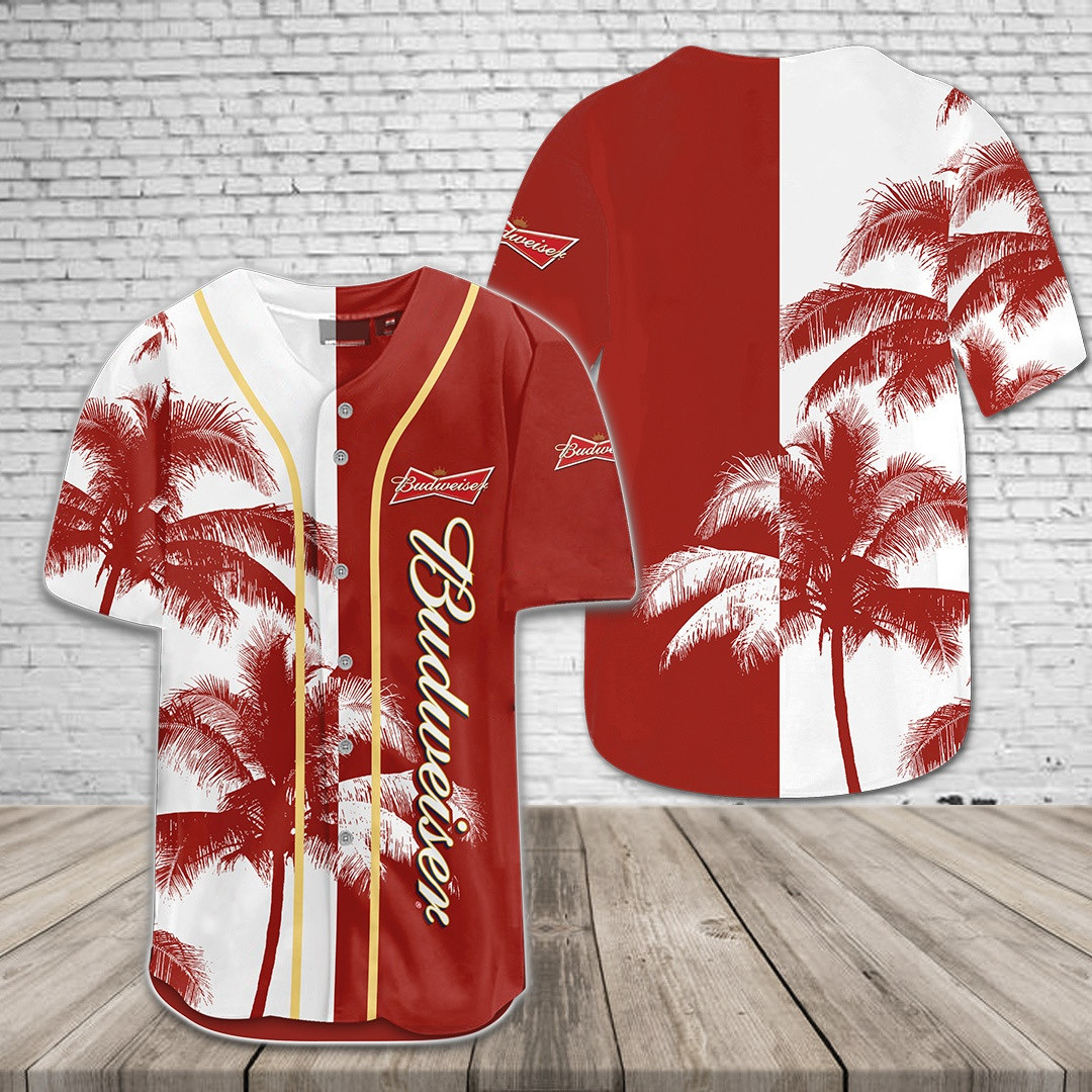Budweiser Palm Island Summer Baseball Jersey Beach Lover Gift