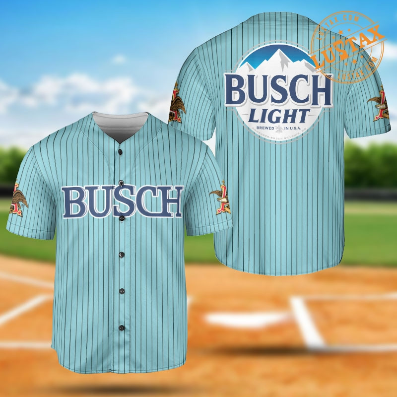 Busch Light Baseball Jersey Shirt Beer Busch Light Brewed In Usa Colbalt Baseball Jersey Collection