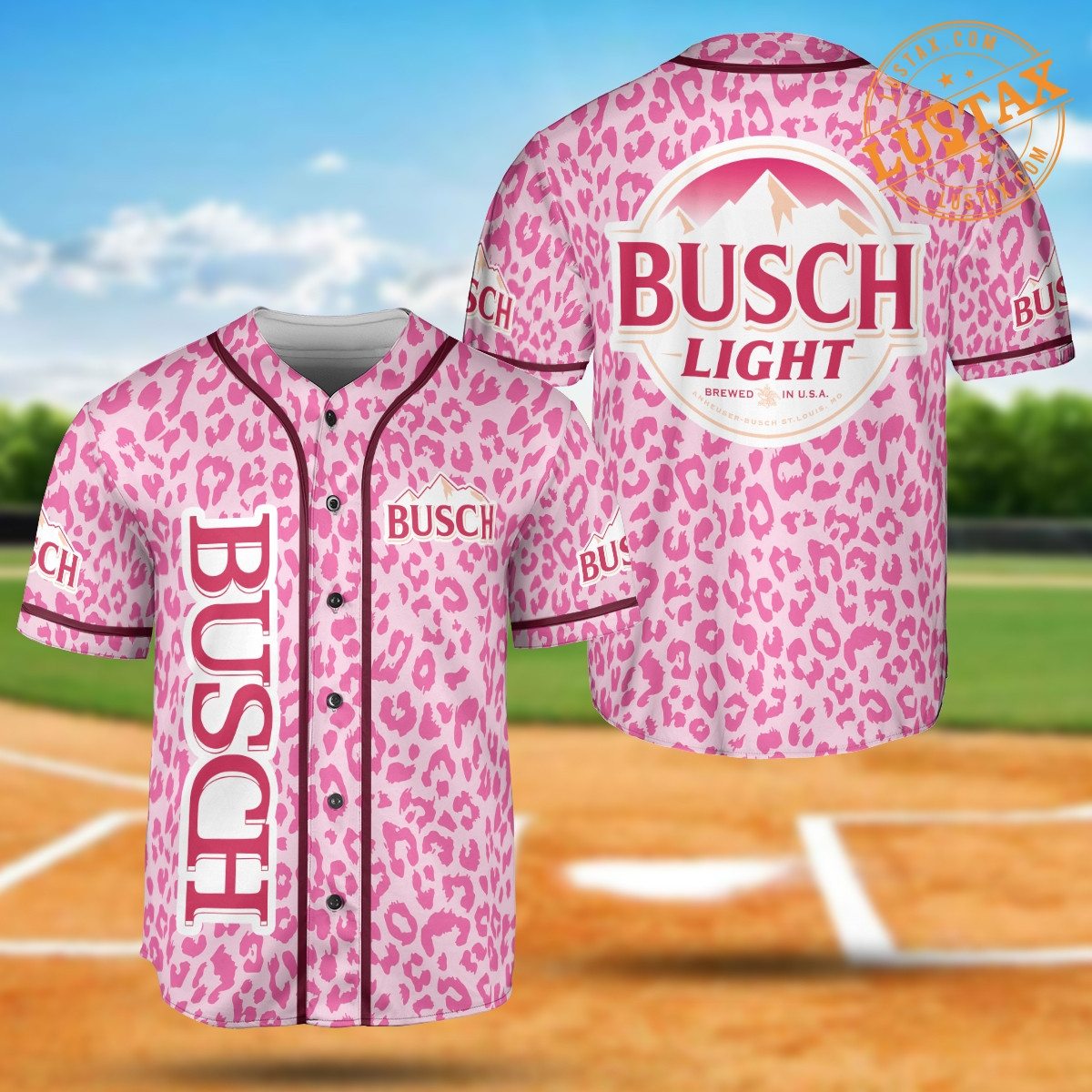 Busch Light Beer Pink Leopard Baseball Jersey, Brewed Beer In Usa Pink Shirt Baseball Jersey Collection