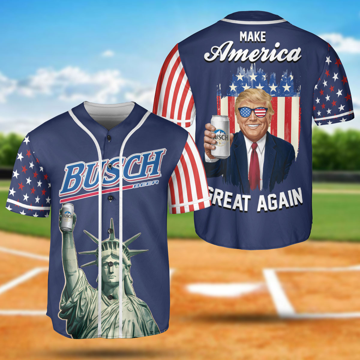 Busch Light Beer Trump Make America Great Again Baseball Jersey Collection Maga Trump Baseball Jersey Shirt