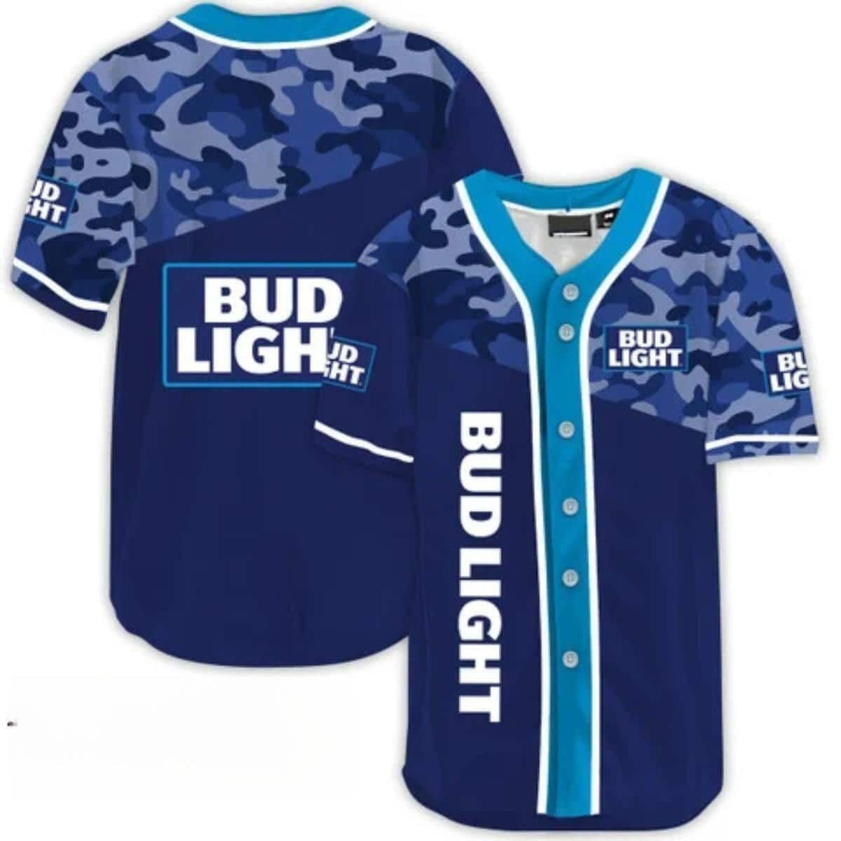 Bud Light camo baseball jersey cool beer fan gift unisex