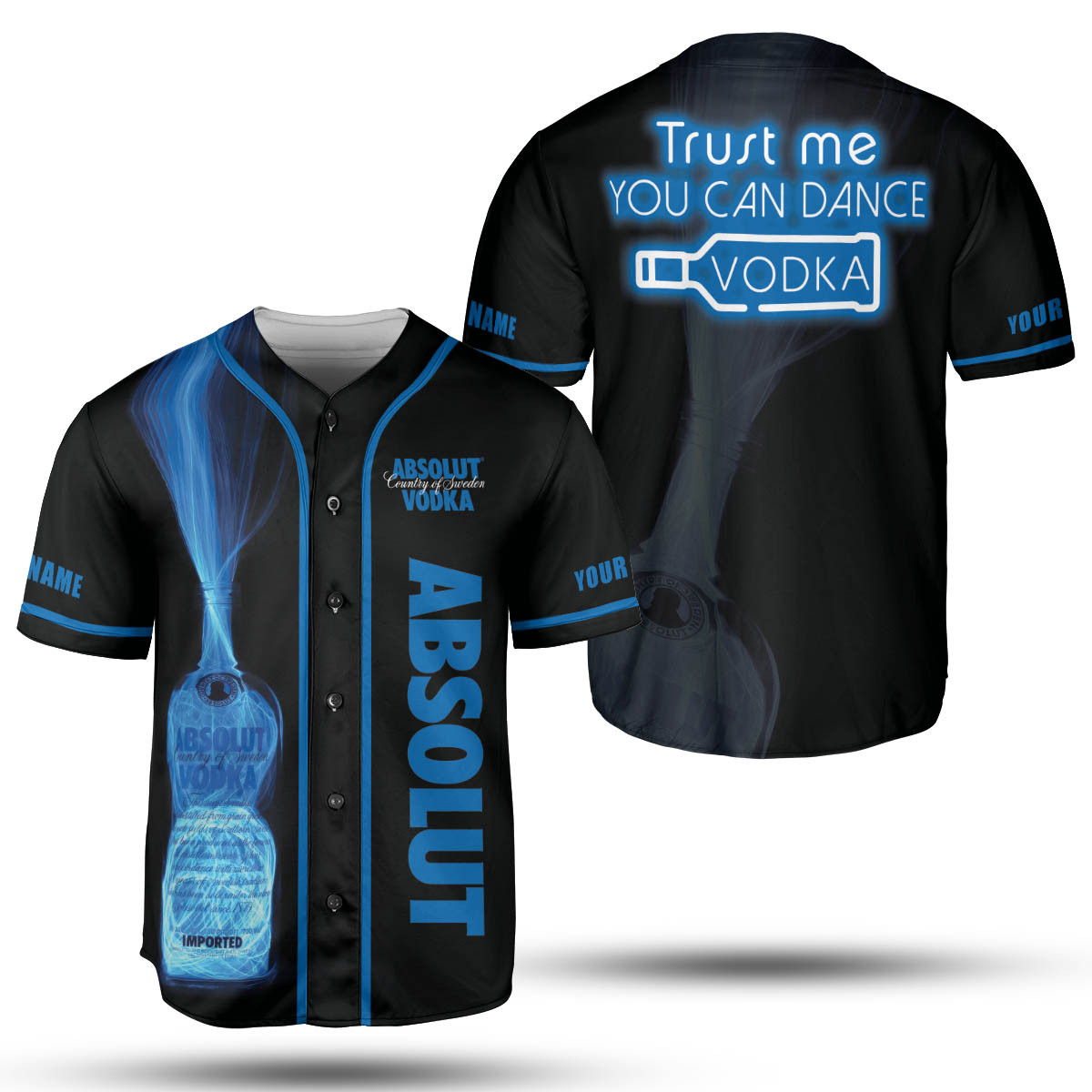 Absolut Vodka Neon Style Liquor Baseball Jersey Gift For Drinkers