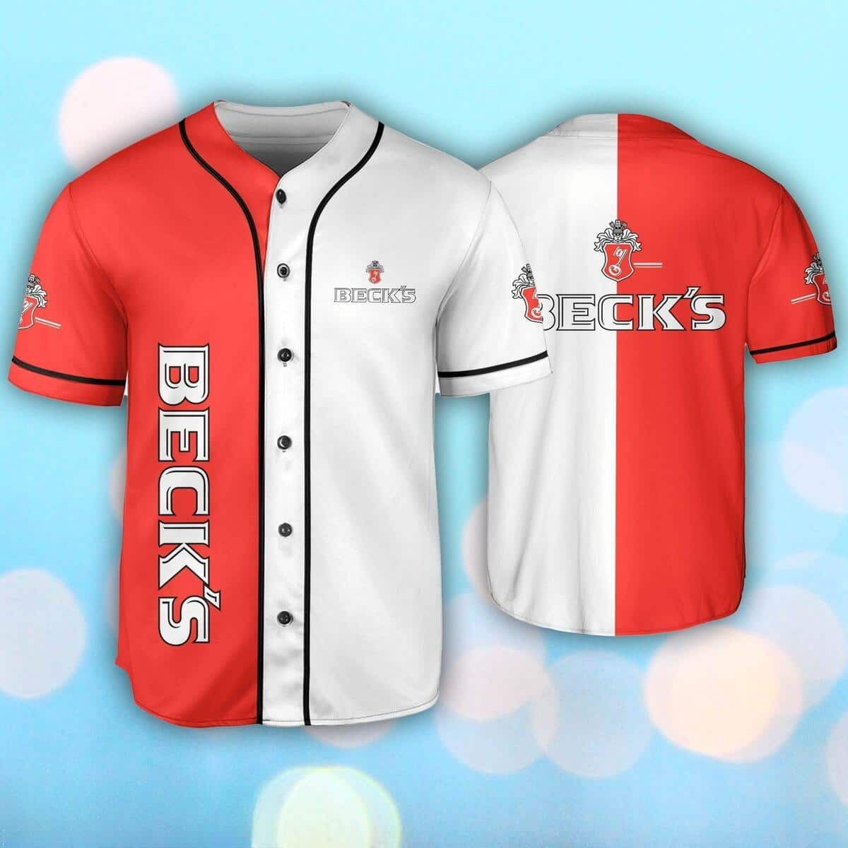 Beck?? Red White Split Beer Baseball Jersey Gift For Lover