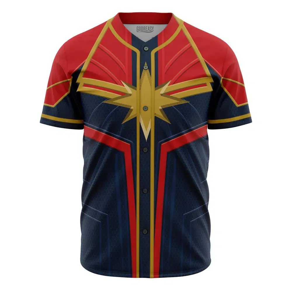  Baseball Jersey Captain Marvel Cosplay Marvel, Captain Marvel Jersey