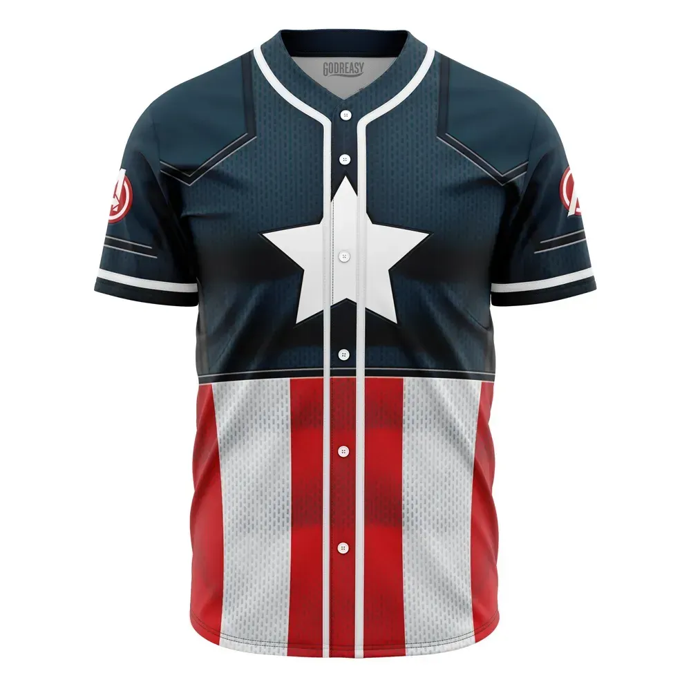  Baseball Jersey Captain America Cosplay Marvel, Captain America Jersey