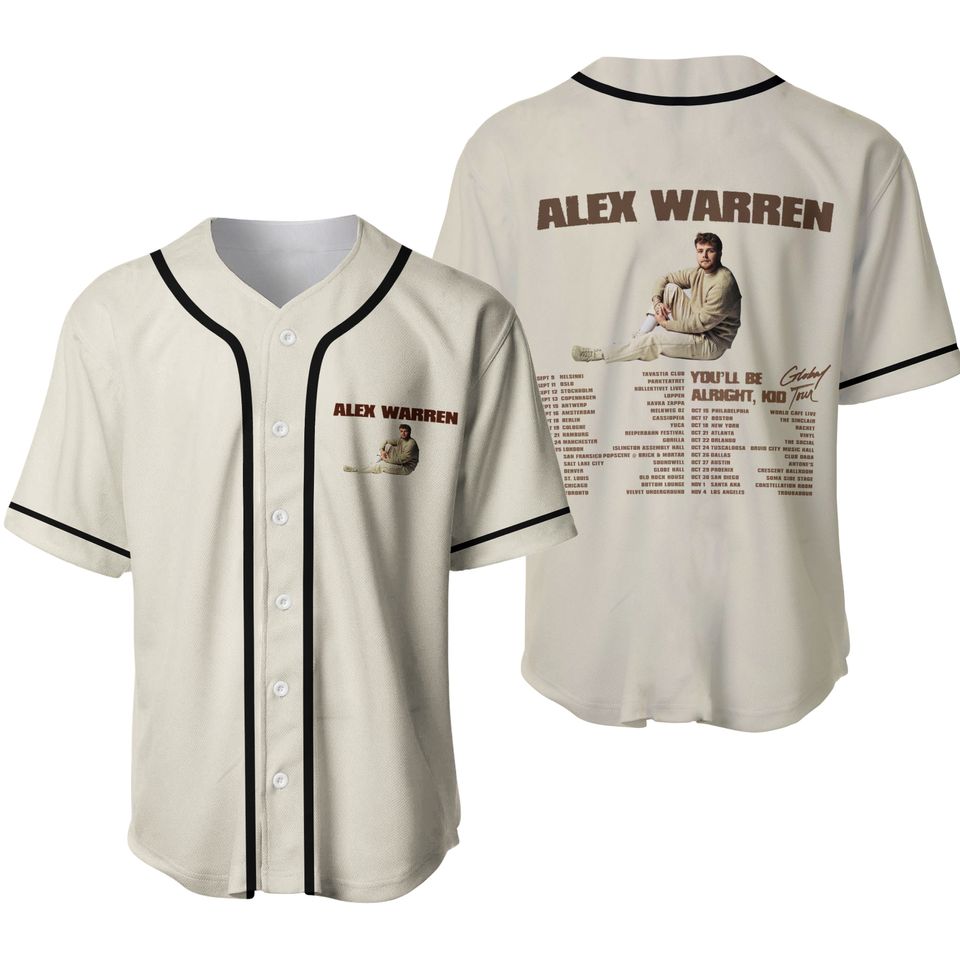 Alex Warren Baseball Jersey Merch You??l Be Alright Kid Tour