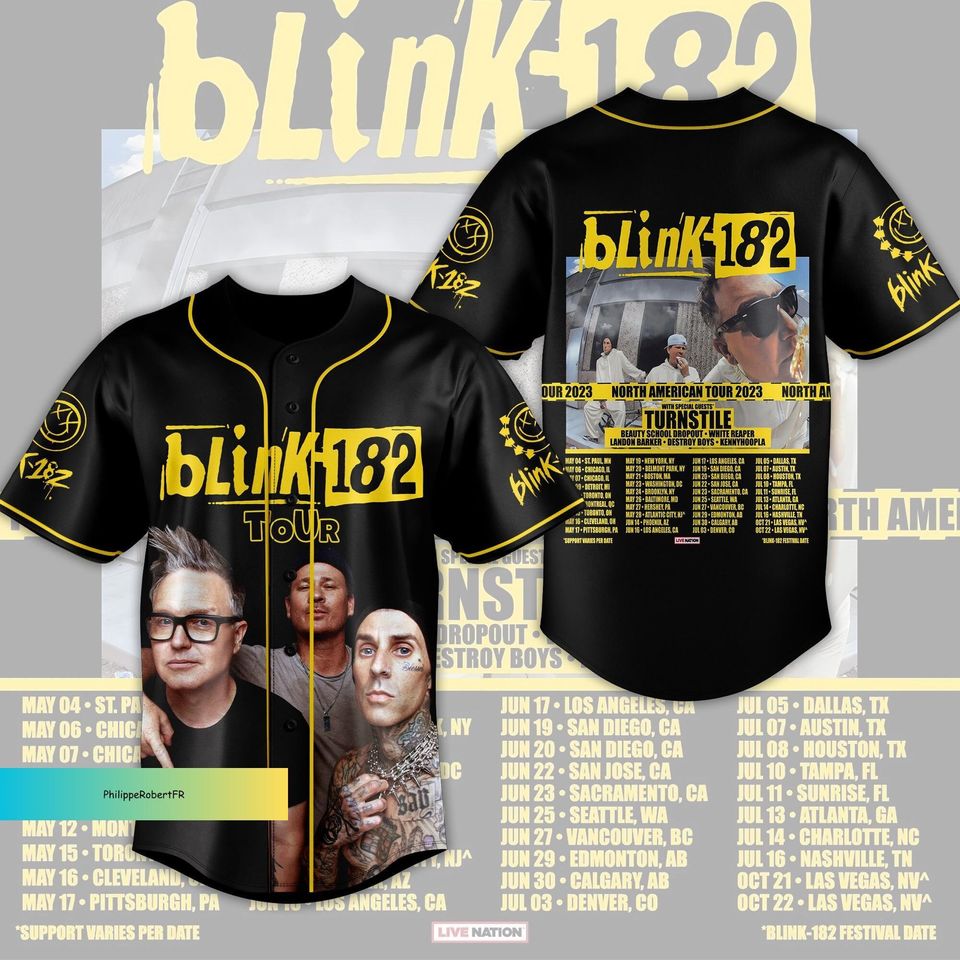 B182 Baseball Jersey, B182 Band Jersey, B182 Tour, B182 Rock
