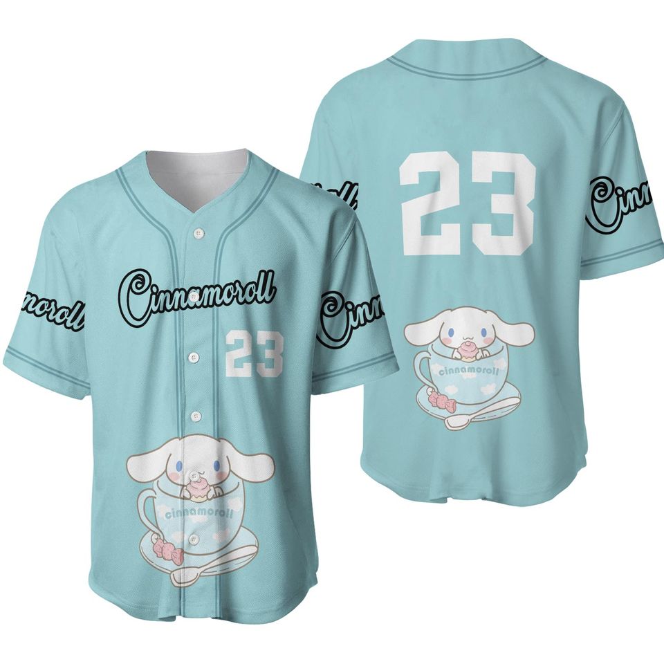 2024 Baseball Jersey Cute Cinnamoroll Cartoon Buttons Baseball