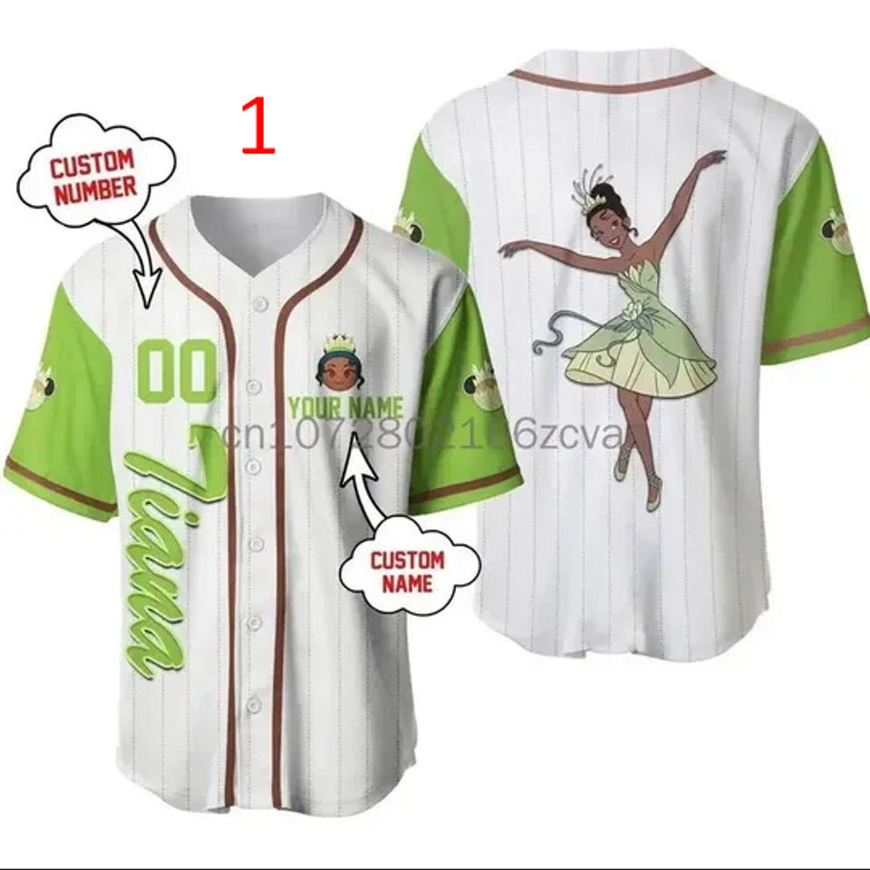 2024 New Disney Princess Tiana Baseball Jersey Mens Womens Kids