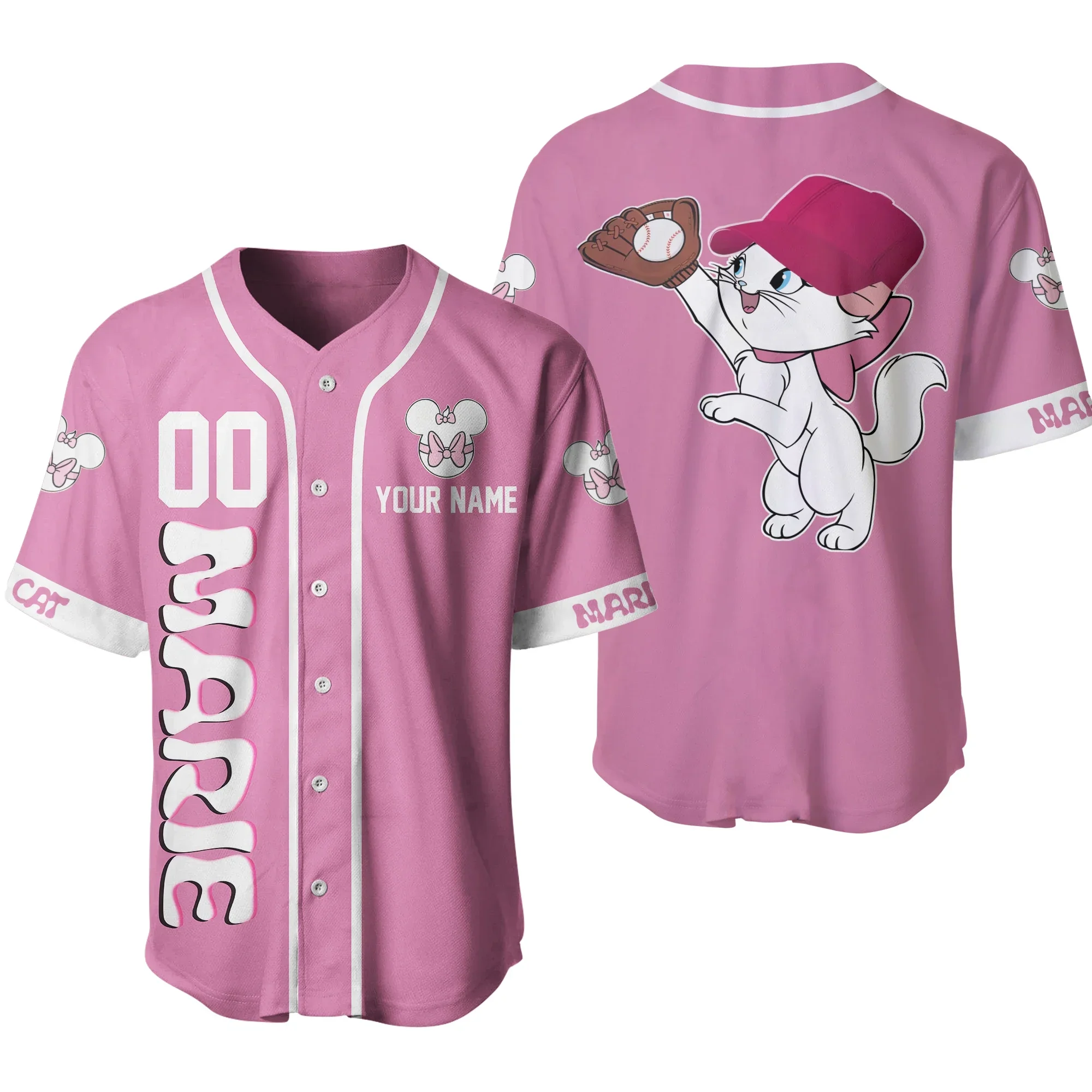 2024 Disney Mary Cat Pink And Black Jersey Custom Baseball Jersey