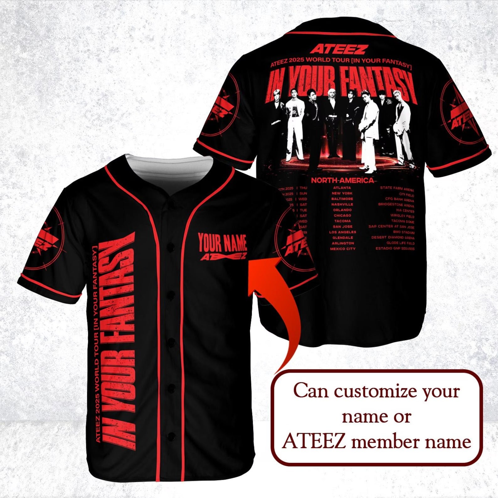 Ateez World Tour In Your Fantasy Personalized Baseball Jersey For Fans