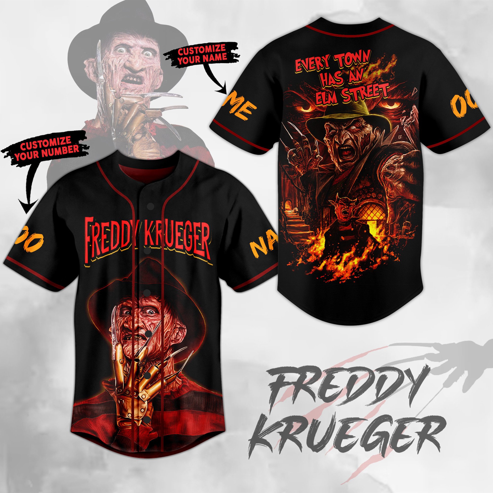 Freddy Krueger For Fans Baseball Style Jersey For Men