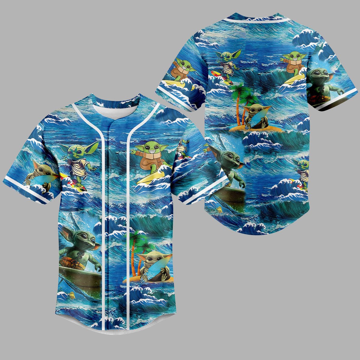 Baby Yoda Surfing Baseball Jersey For Fans