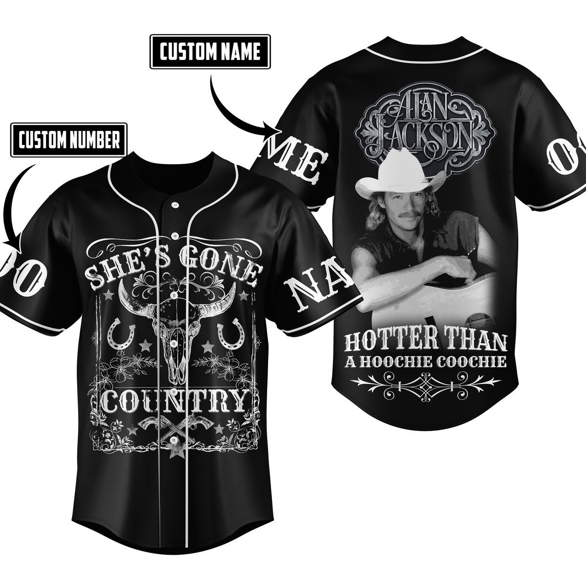 Alan Jackson For Fans Baseball Style Jersey For Women