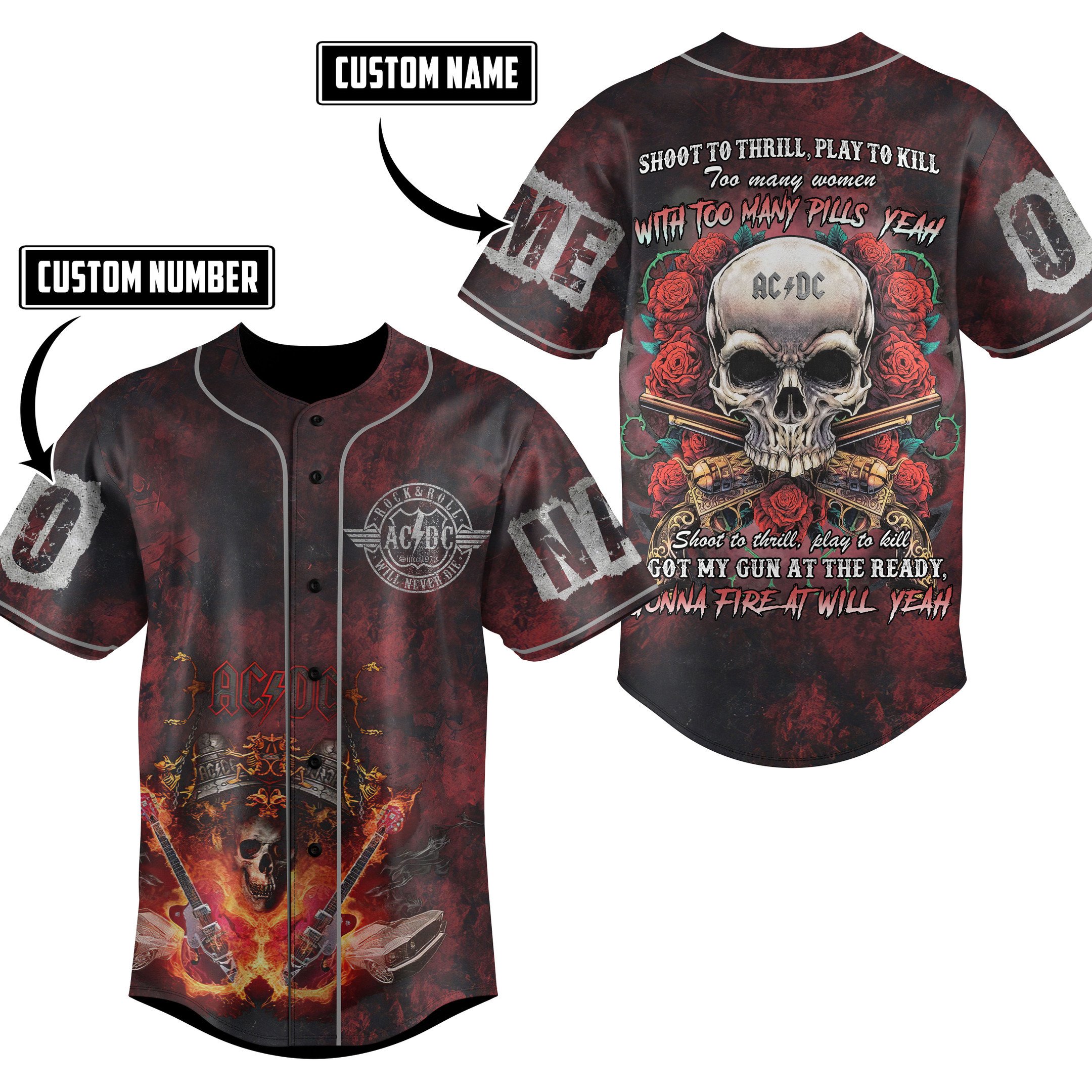 AC/DC For Fans Baseball Style Jersey For Women