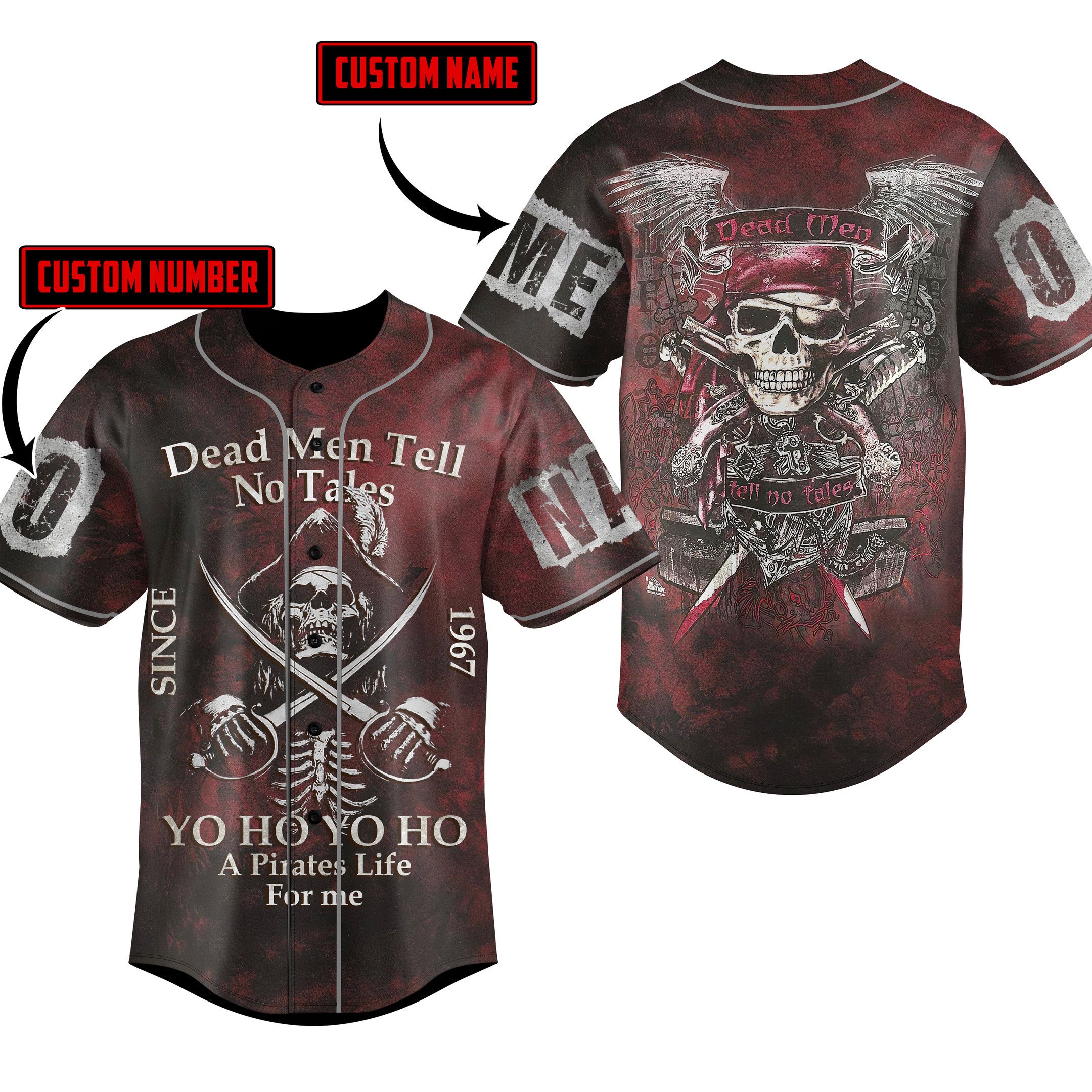 Dead Men Tell For Fans Baseball Style Jersey For Women