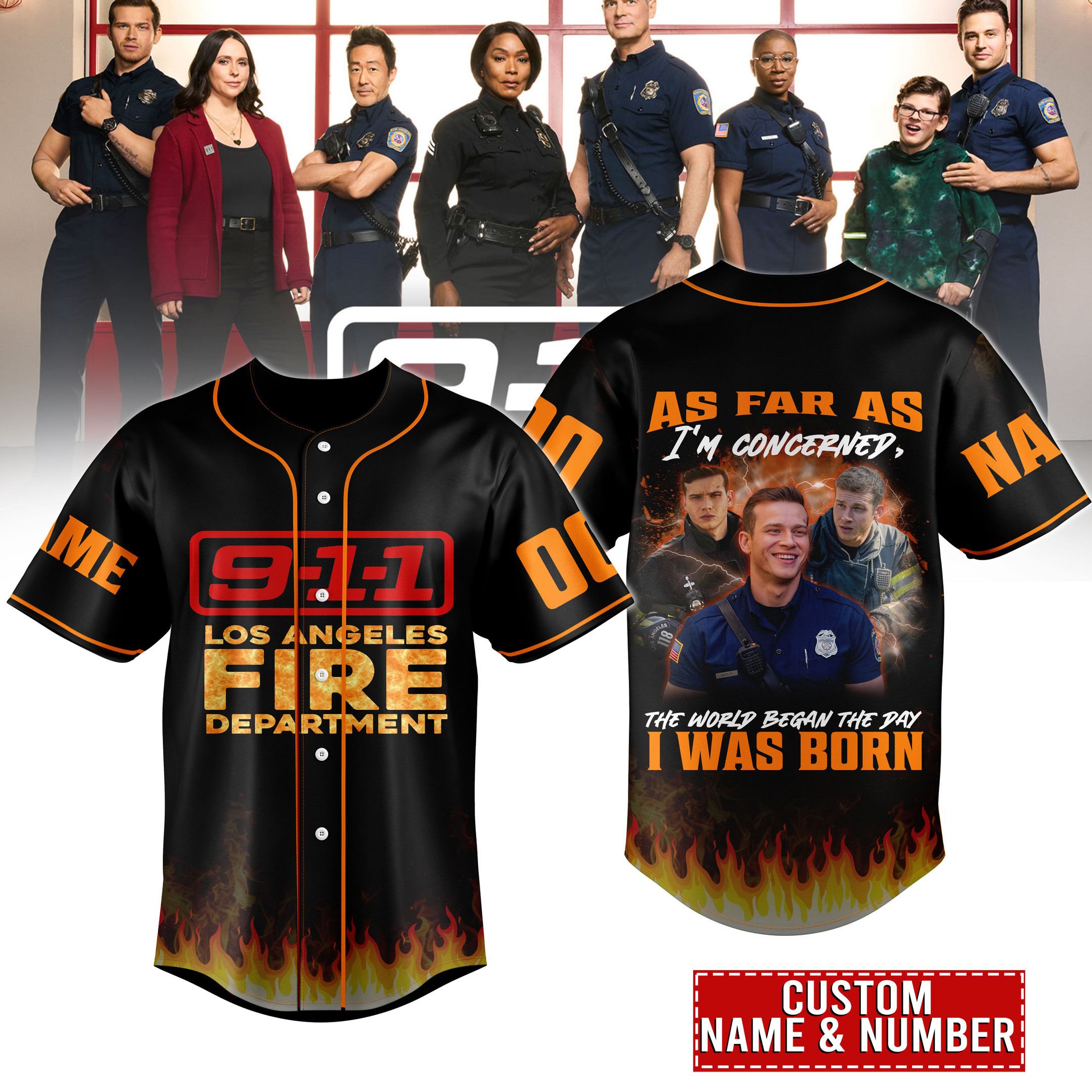 9-1-1 Los Angeles Fire Department Movie Personalized Baseball Jersey For Fan