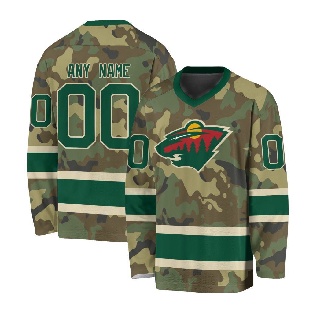 NHL Minnesota Wild Special Camo Design V-neck Hockey Jersey