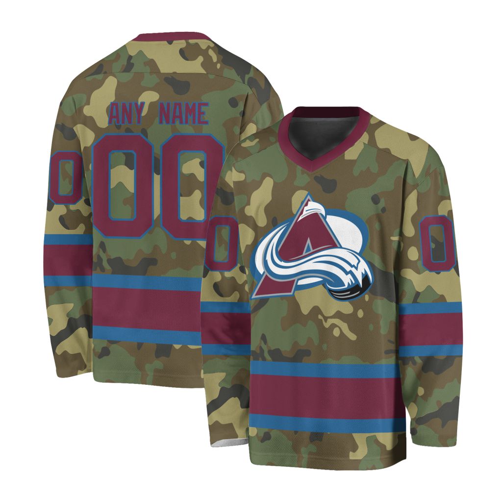 NHL Colorado Avalanche Special Camo Design V-neck Hockey Jersey