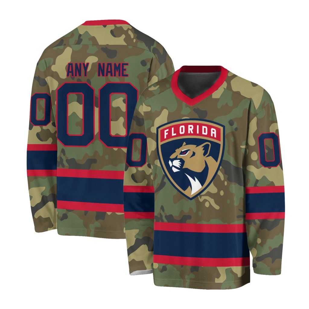 NHL Florida Panthers Special Camo Design V-neck Hockey Jersey