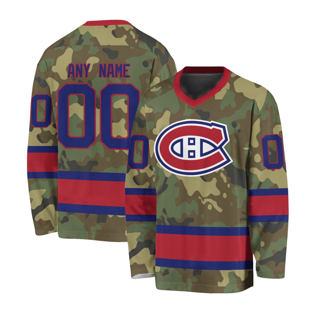 NHL Montreal Canadiens Special Camo Design V-neck Hockey Jersey