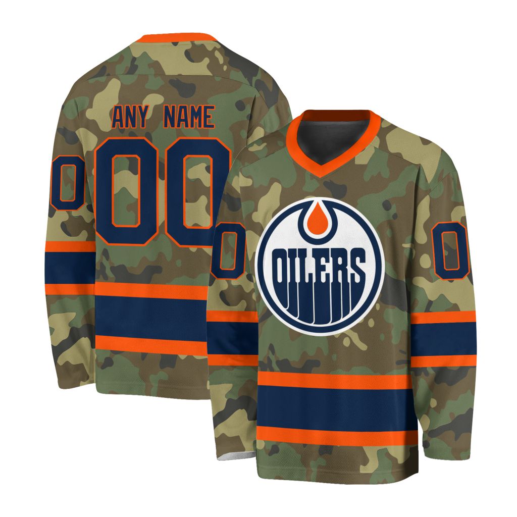 NHL Edmonton Oilers Special Camo Design V-neck Hockey Jersey