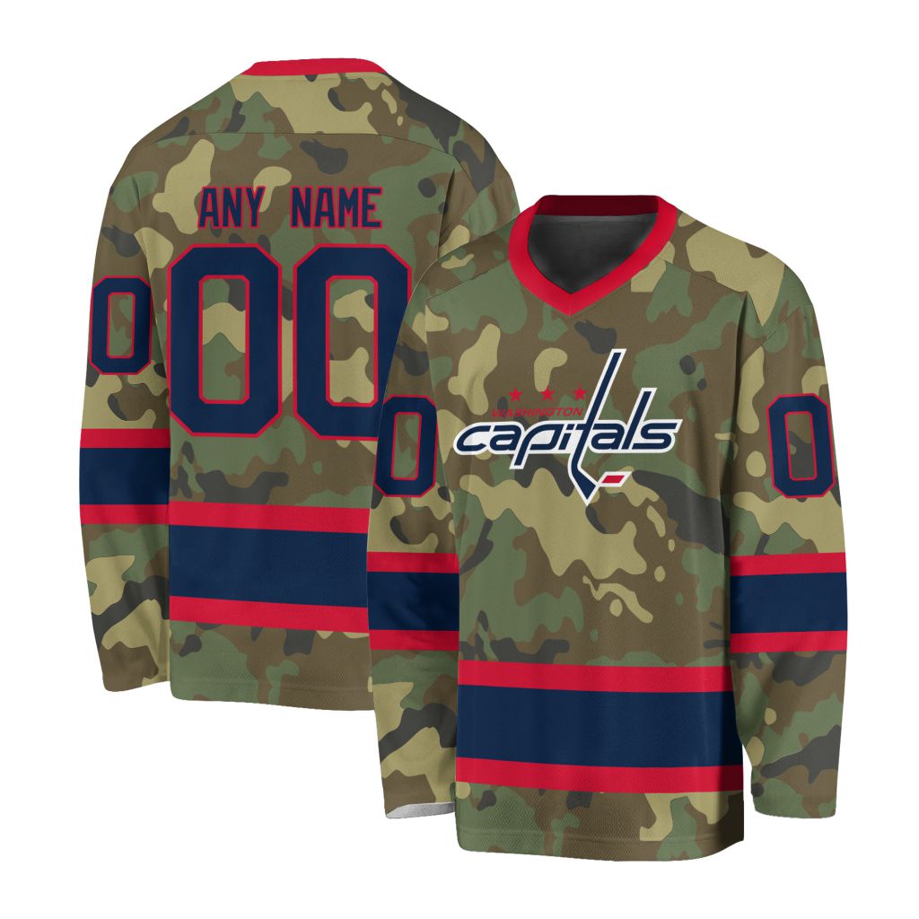 NHL Washington Capitals Special Camo Design V-neck Hockey Jersey