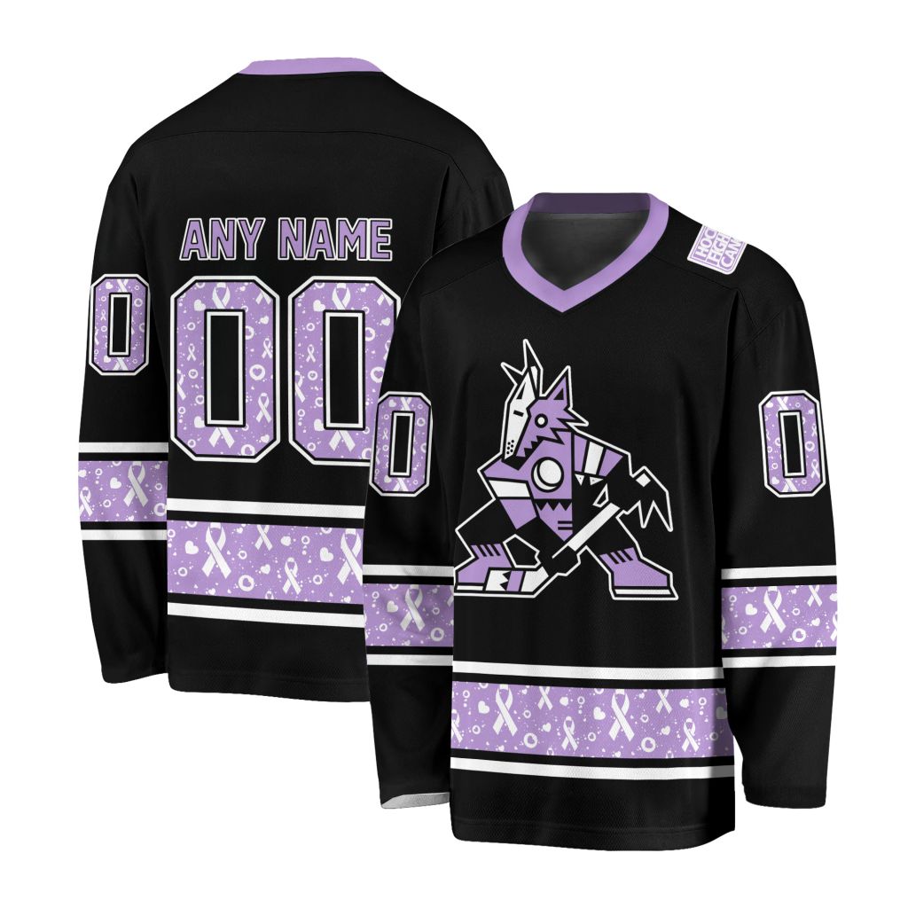 NHL Arizona Coyotes Special Black Hockey Fight Cancer V-neck Hockey Jersey