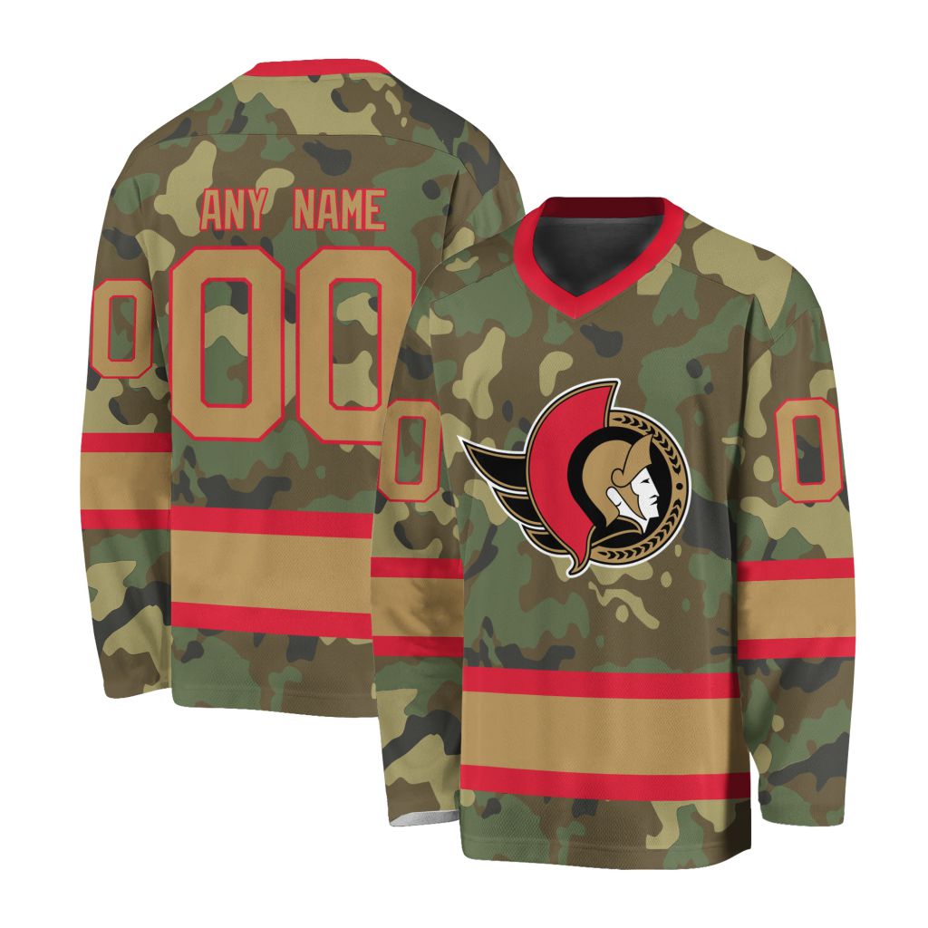 NHL Ottawa Senators Special Camo Design V-neck Hockey Jersey
