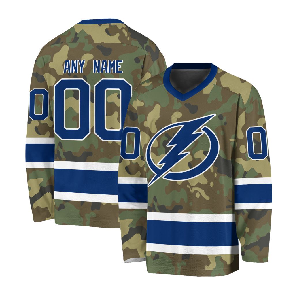 NHL Tampa Bay Lightning Special Camo Design V-neck Hockey Jersey