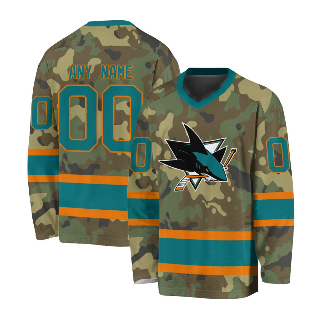 NHL San Jose Sharks Special Camo Design V-neck Hockey Jersey