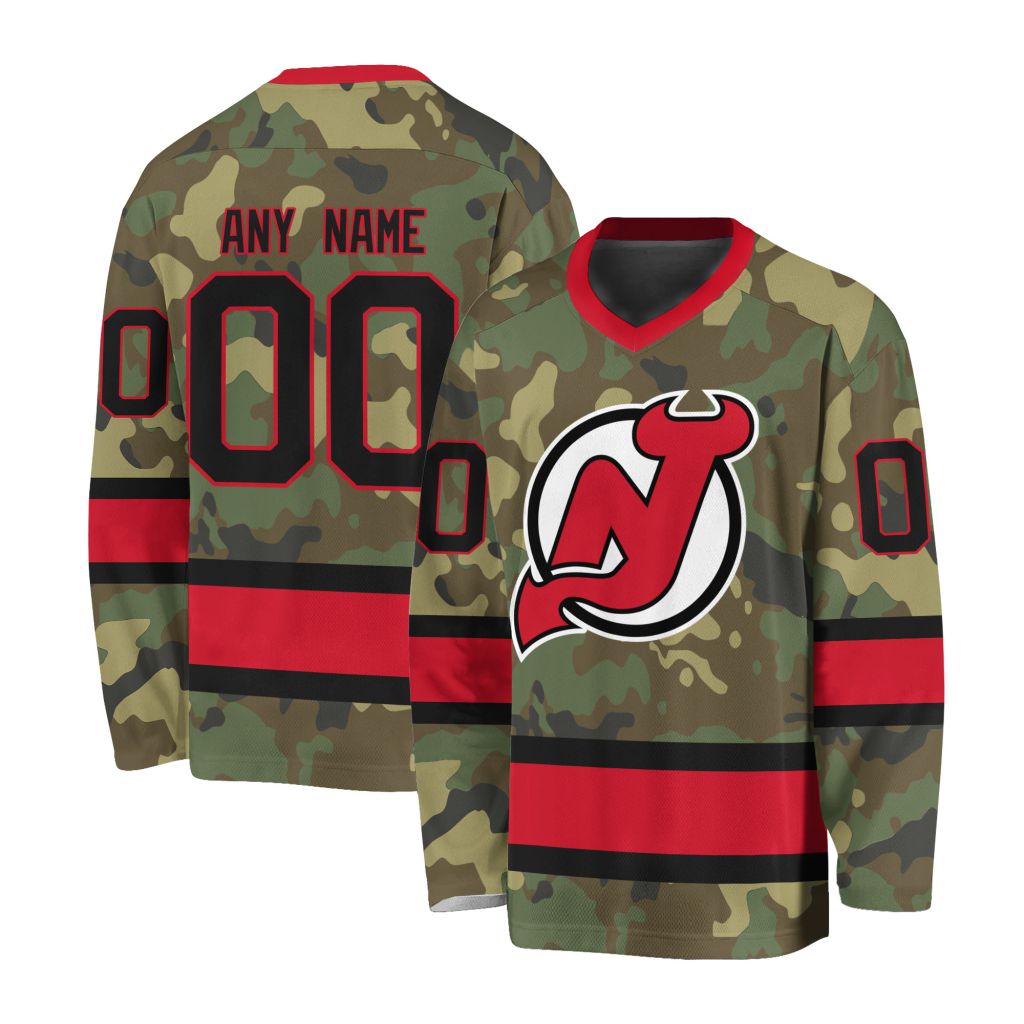 NHL New Jersey Devils Special Camo Design V-neck Hockey Jersey