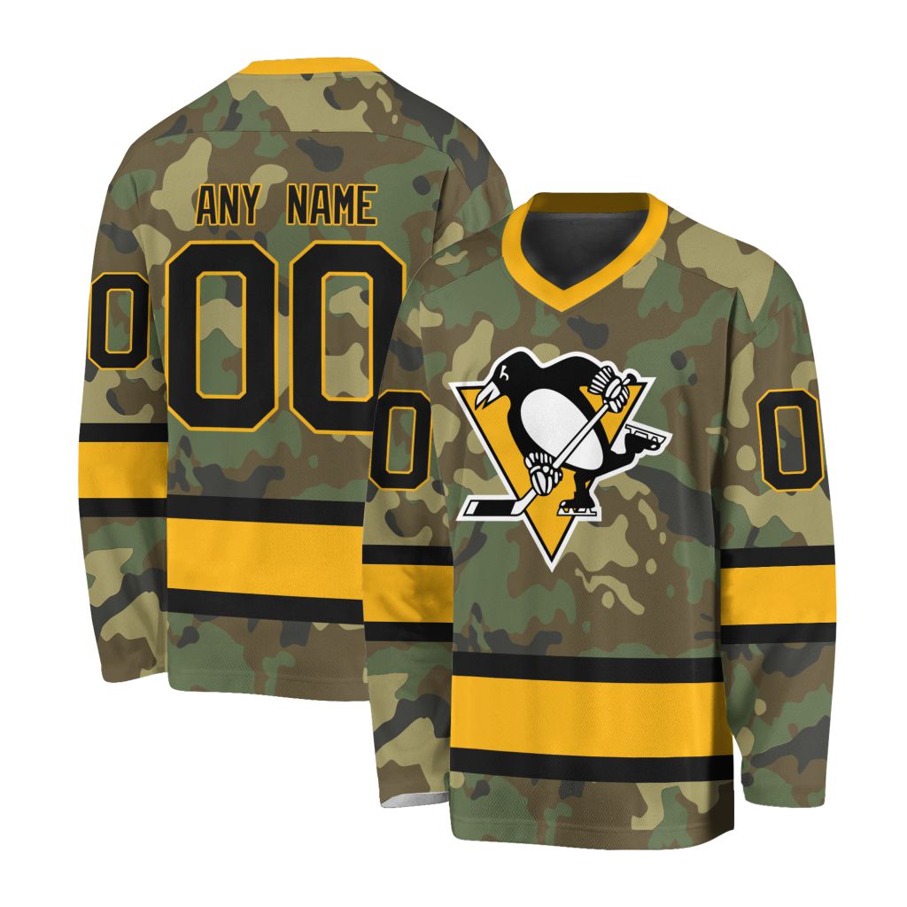 NHL Pittsburgh Penguins Special Camo Design V-neck Hockey Jersey