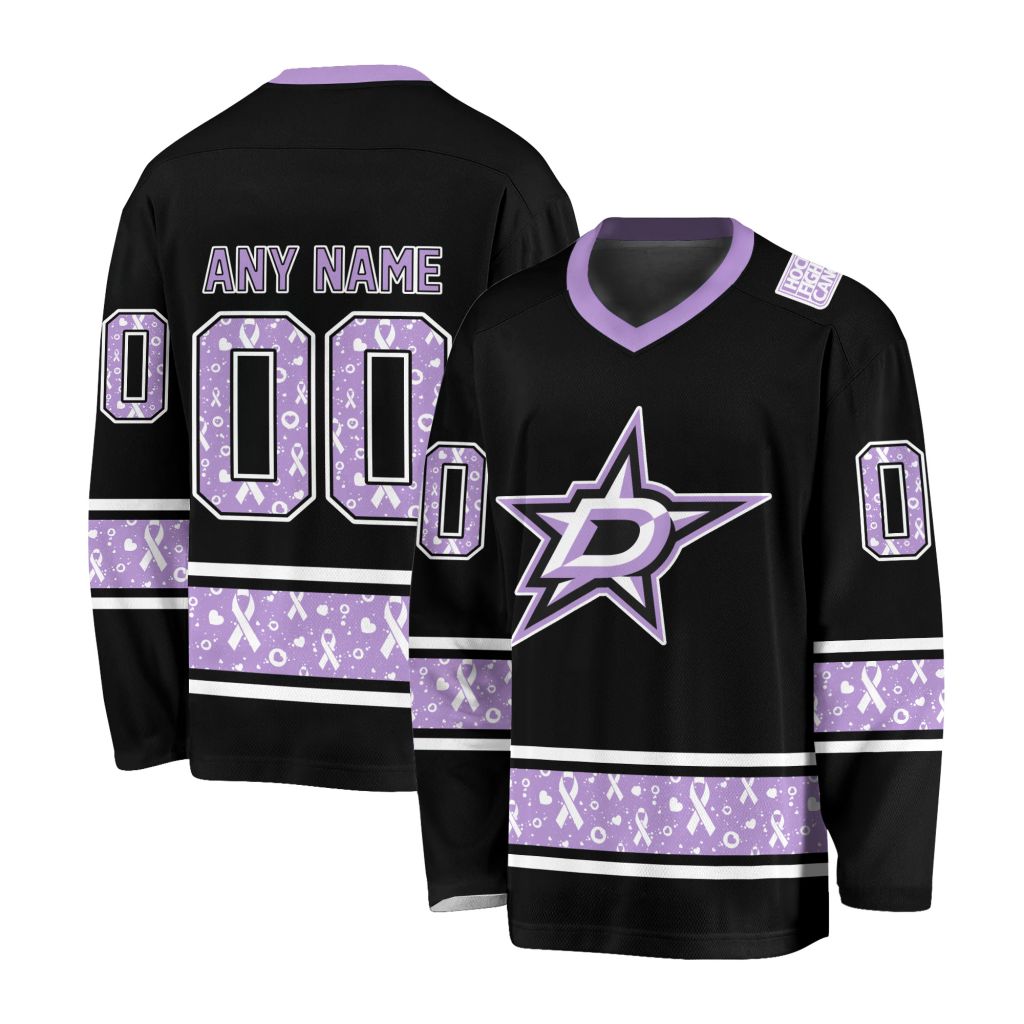 NHL Dallas Stars Special Black Hockey Fight Cancer V-neck Hockey Jersey