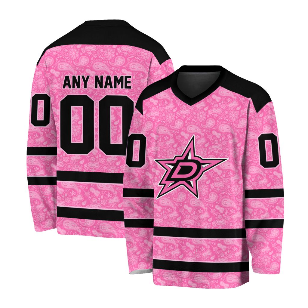 NHL Dallas Stars Special Pink V-neck Hockey Jersey