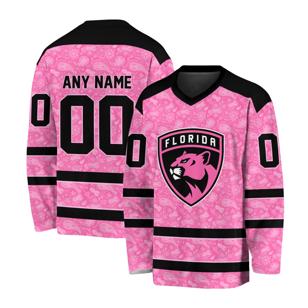 NHL Florida Panthers Special Pink V-neck Hockey Jersey