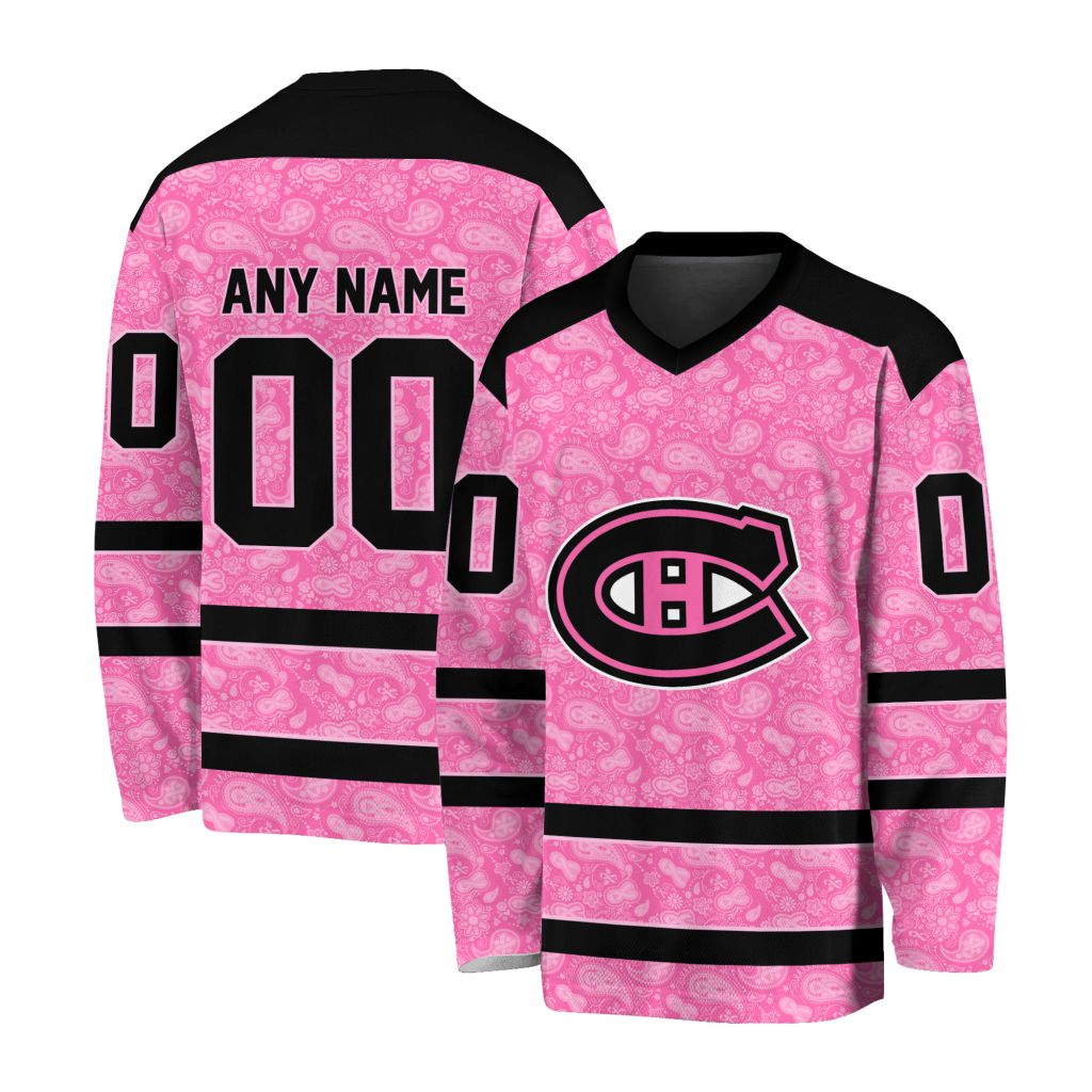 NHL Montreal Canadiens Special Pink V-neck Hockey Jersey