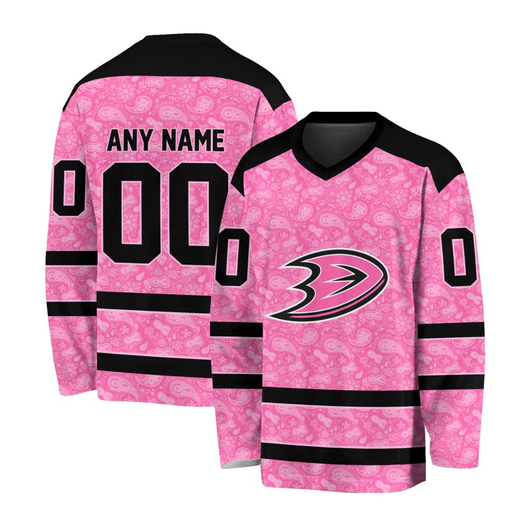 NHL Anaheim Ducks Special Pink V-neck Hockey Jersey