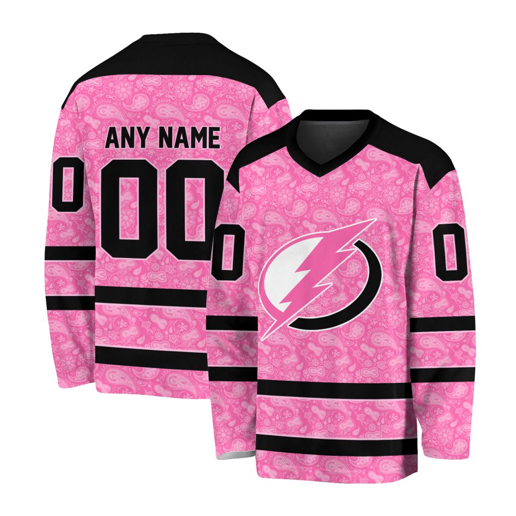 NHL Tampa Bay Lightning Special Pink V-neck Hockey Jersey